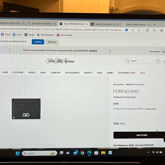 Ferraro women’s embossed leather 2.0 Card Case- pink - Picture 5 of 5